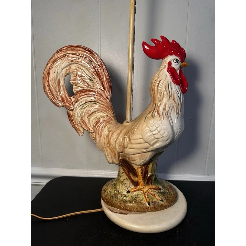 Vintage Rooster Table Lamp Ceramic‎ Farmhouse Country Kitchen Decor